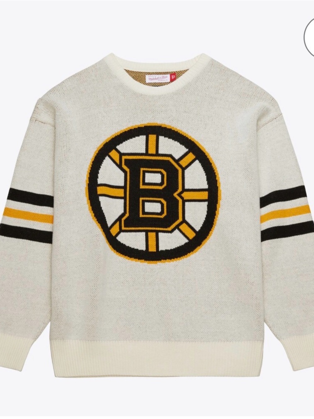 Mitchell & Ness Men’s Cream Boston Bruins Retro Pullover Sweater